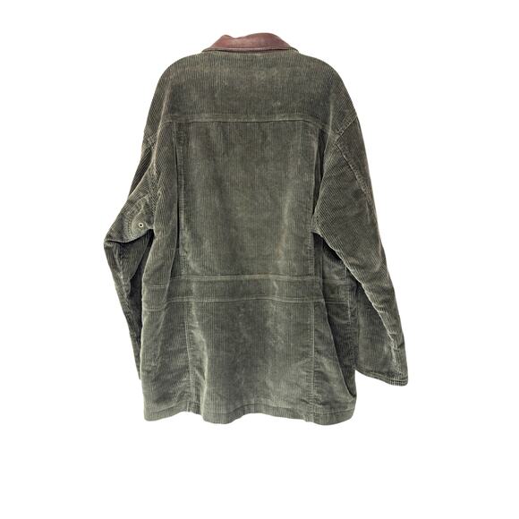 Timberland Weathergear Barn Coat Men's Corduroy Green Leather Collar Large - Picture 10 of 13
